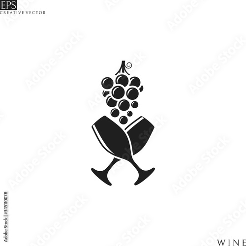 Wineglasses with grape. Logo