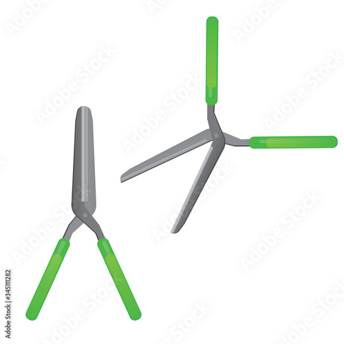 Grass shears isolated on white background. Vector illustration of garden tools.