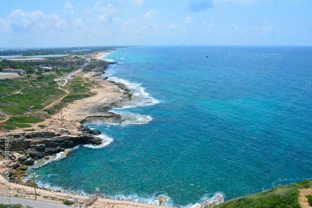 Vue Panoramique Mer Méditerranée Rosh HaNikra Israël 