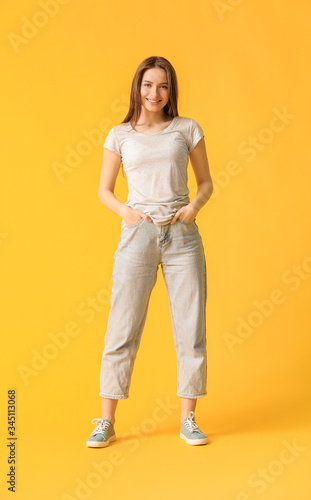Young woman in stylish t-sh...