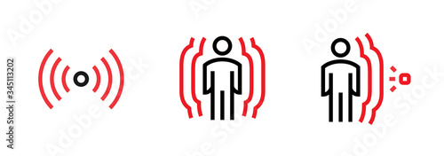 Set motion sensor concept icons. Editable Line Vector.