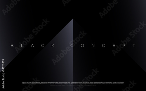 Minimalist black premium abstract background with luxury dark geometric elements. Exclusive wallpaper design for poster, brochure, presentation, website etc. - Vector EPS