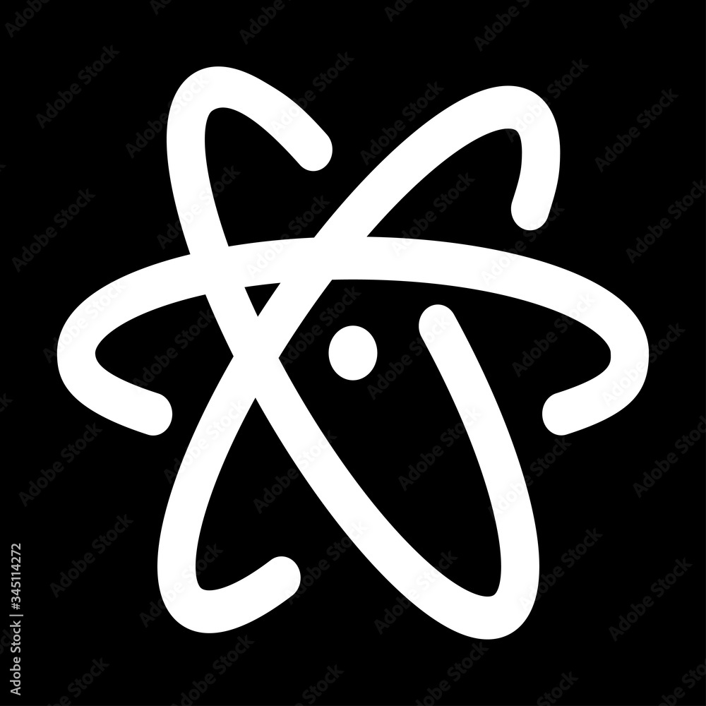 Physics atom icon. Simple illustration element with education concept. Perfect white icon and black background. Can be used on the web and mobile. Vector Physics atom icon. Simple illustration element with education concept. Perfect white icon and black background. Can be used on the web and mobile. Vector