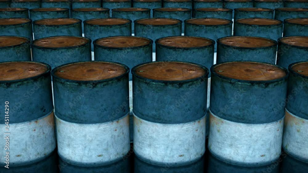 An abstract concept of the Oil crisis glut, with hundreds of old rusting oil barrels stacked in rows as far as the eye can see. An abstract concept of the Oil crisis glut, with hundreds of old rusting oil barrels stacked in rows as far as the eye can see.