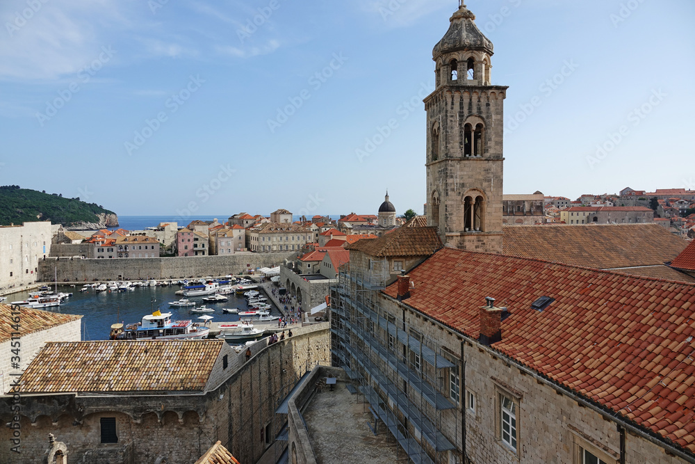 Saint Dominic Church Bell Tower and the port of Dubrovnik, Ragusa