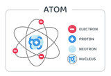 The atomic structure vector consists of protons, neutrons and electrons orbiting the nucleus.