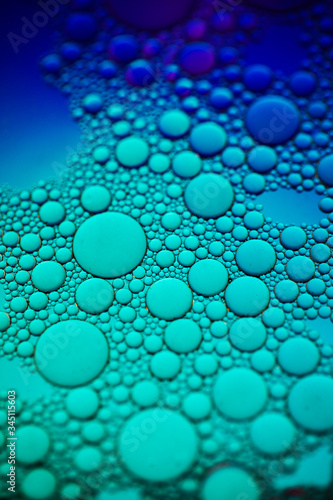 A photography of blue bubbles.