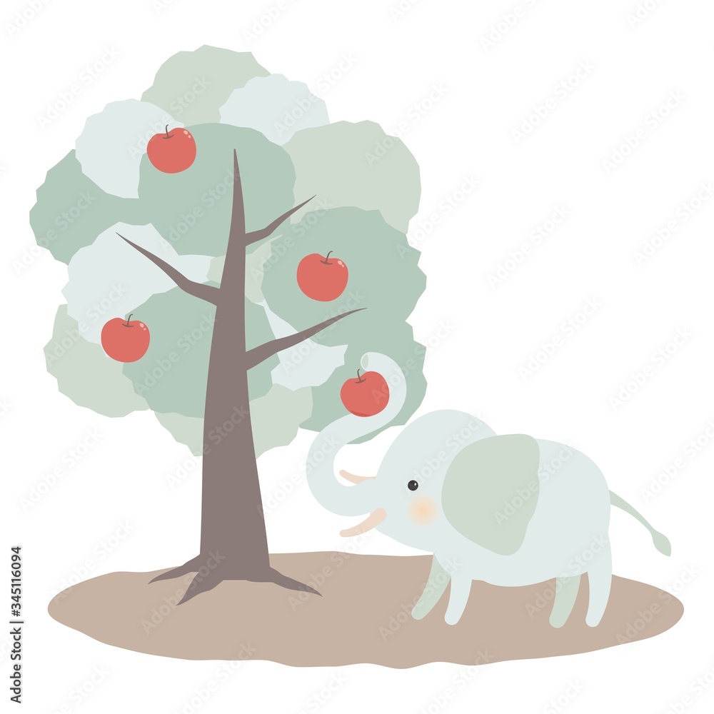 木からリンゴをとる象のイラスト Stock Vector Adobe Stock
