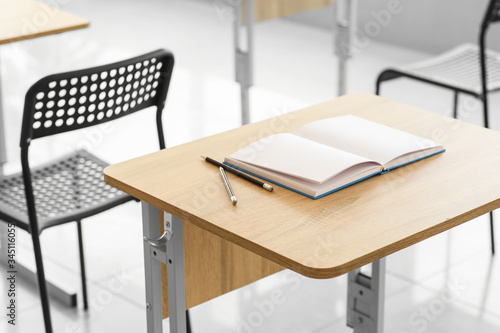 Modern desk in school class...