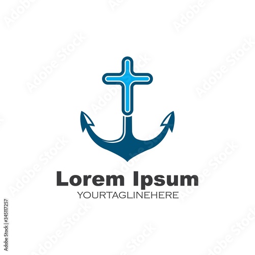 cross anchor concept vector icon illustration