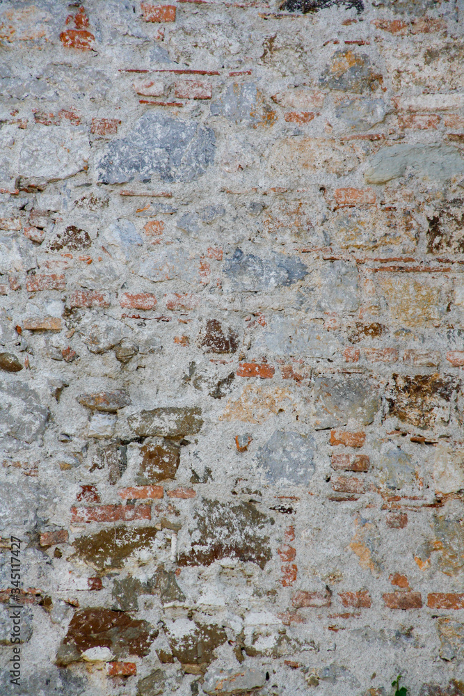 Old red and white brick wall texture