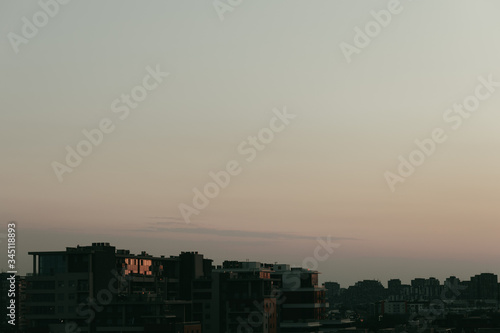 View of the cityscape in sunset light