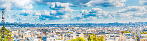 Panorama city of Paris from Montmartre. Beautiful travel Paris cityscape  high resolution