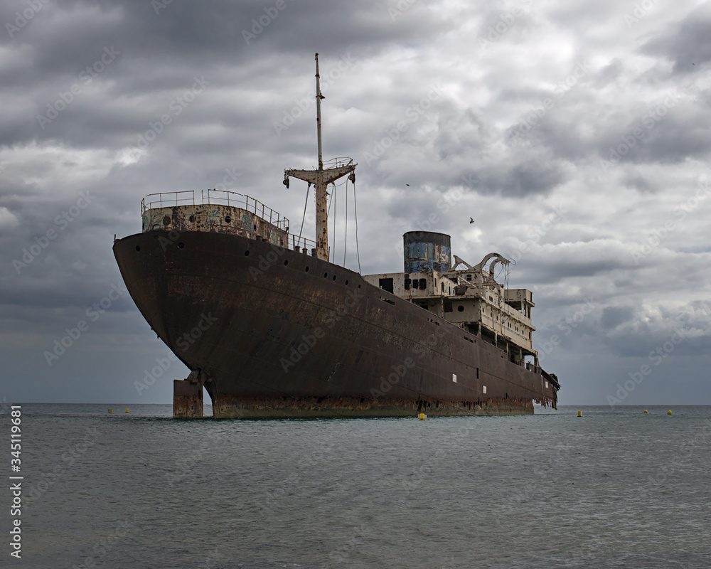 famous sunken stranded ghost ship on Lanzarote Island famous sunken stranded ghost ship on Lanzarote Island