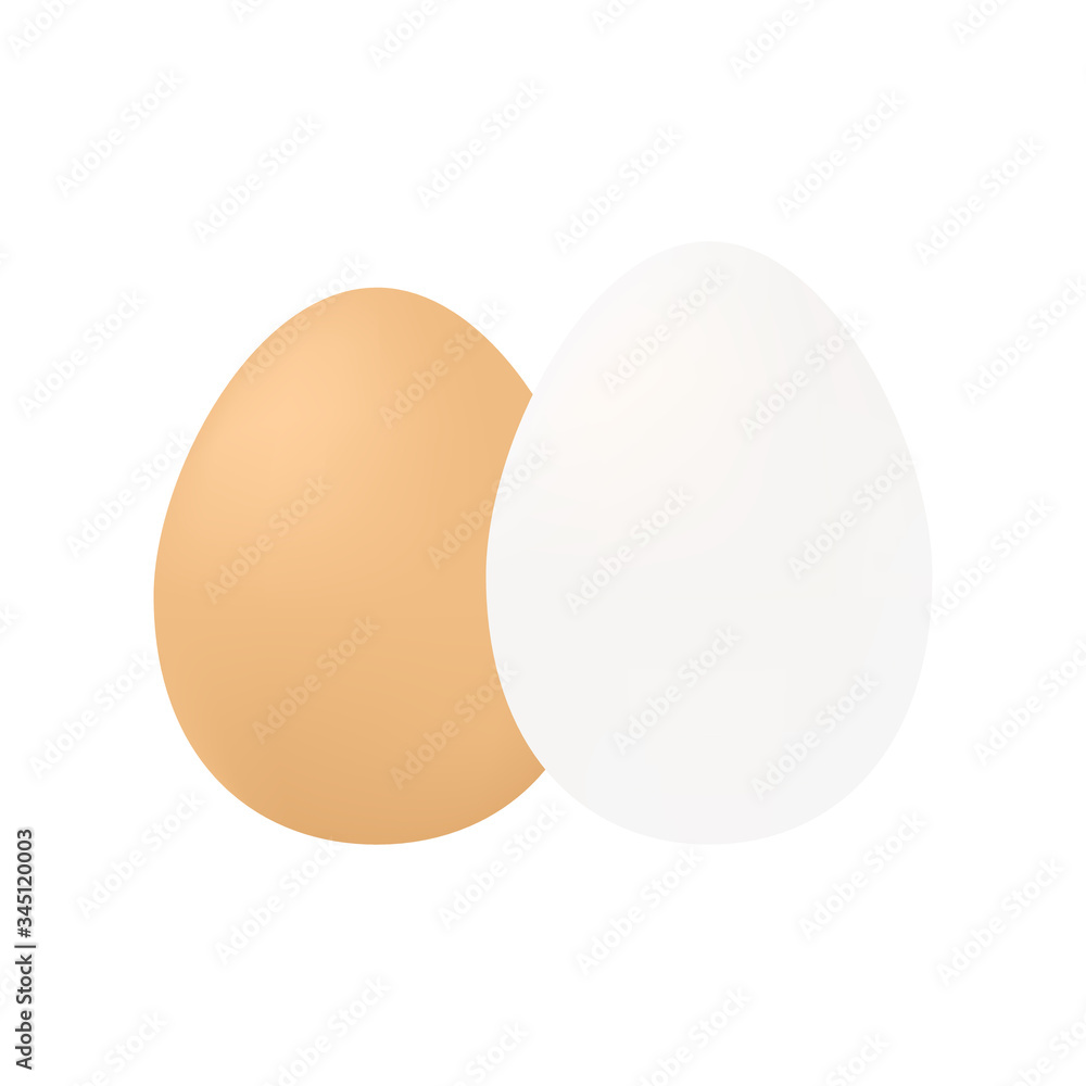 Chicken white and brown eggs vector illustration isolated on white background. Template for Easter holiday. Chicken white and brown eggs vector illustration isolated on white background. Template for Easter holiday.