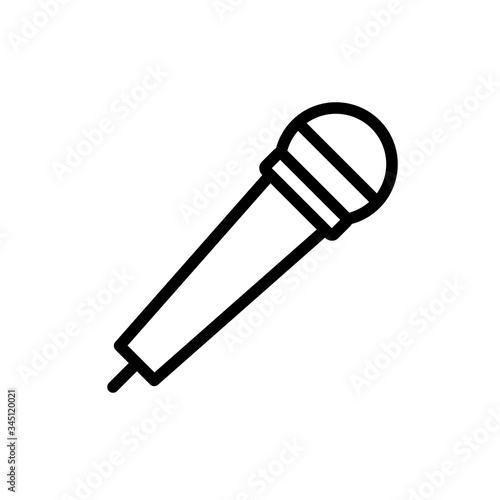 Microphone vector line icon vector illustration, glyph style design isolated isolated on white