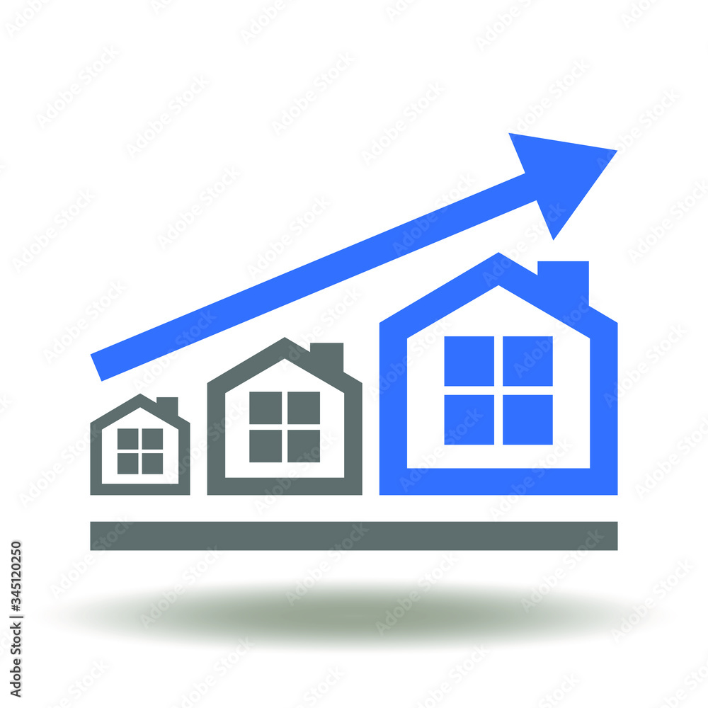 House chart business icon vector. Growth rise in prices for real estate logo. House chart business icon vector. Growth rise in prices for real estate logo.
