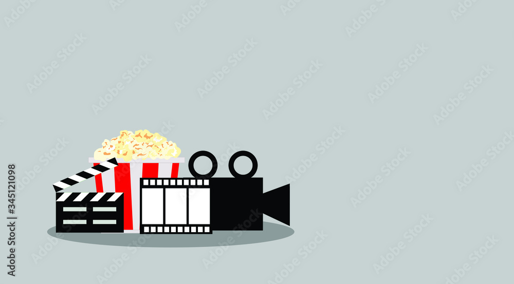 Naklejka premium Cinema entertainment with popcorn on isolated background