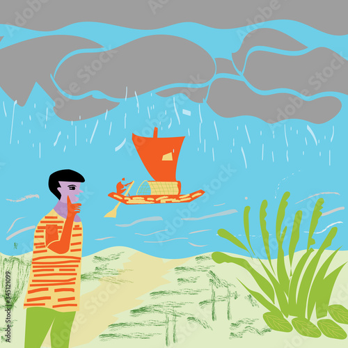 Landscape Hand Drawing natural scenario illustration background design. art illustration design