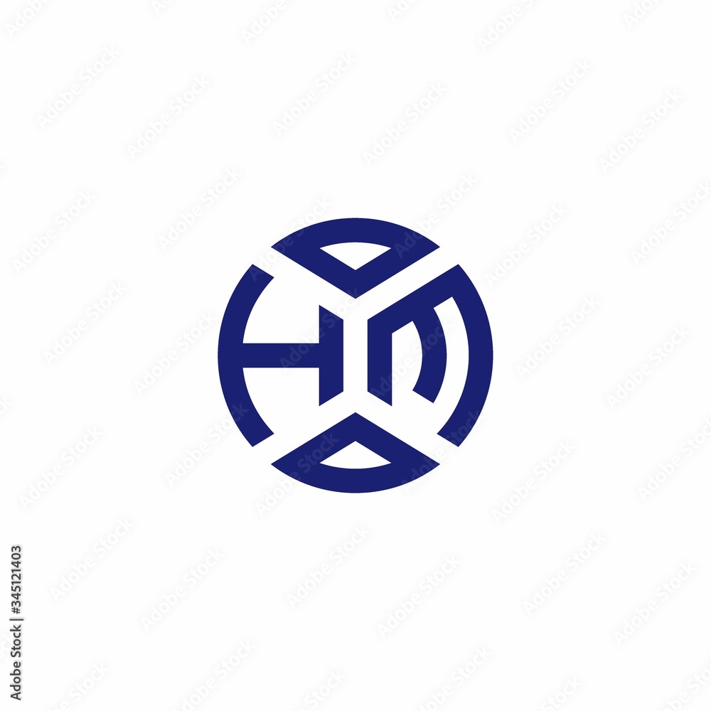 HM monogram logo with abstract shapes in modern style HM monogram logo with abstract shapes in modern style