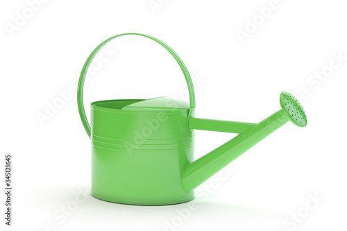 Green watering can isolated on white, 3d illustration photo