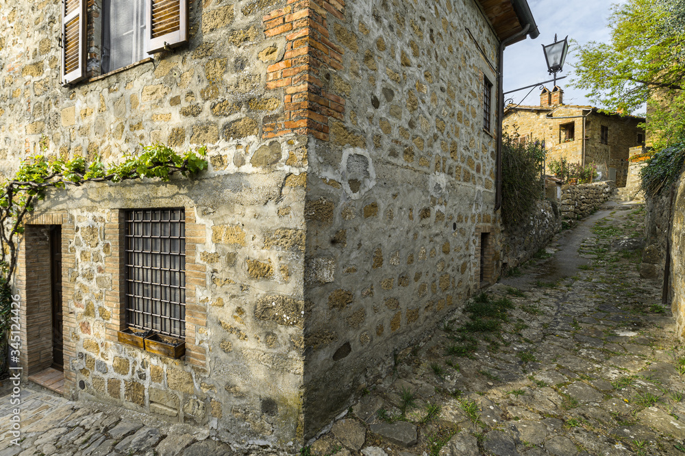 Spring streets and alleys in the Italian town of Monticchiello
