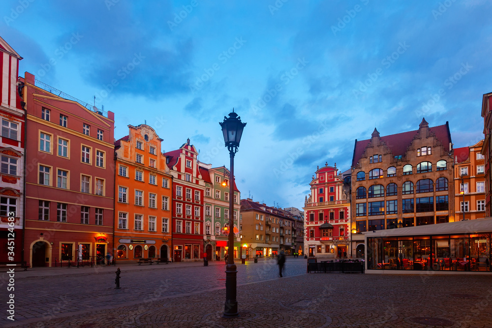 Fototapeta Market Square of Wroclaw at dusk