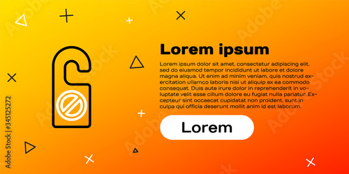 Line Please do not disturb icon isolated on yellow background. Hotel Door Hanger Tags. Colorful outline concept. Vector Illustration