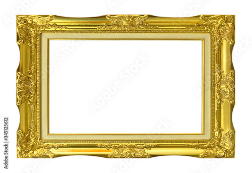 Gold frame isolated on white background.