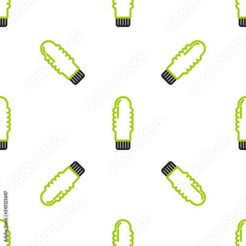 Line Dildo vibrator for sex games icon isolated seamless pattern on white background. Sex toy for adult. Vaginal exercise machines for intimate.  Vector Illustration
