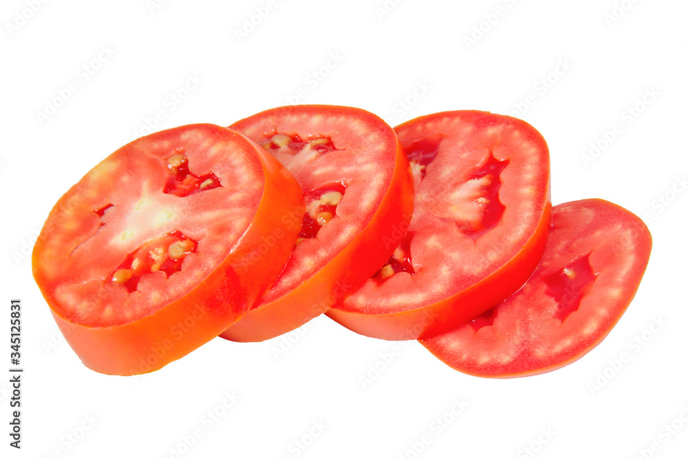 Tomato slice isolated on white background. Tomato slice isolated on white background.