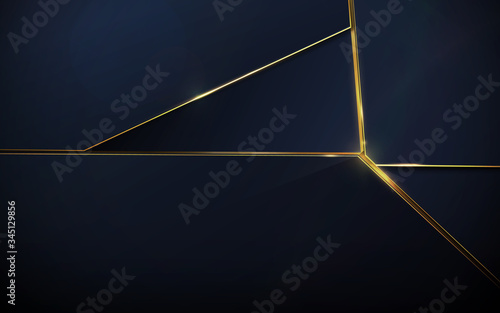 Abstract polygonal pattern luxury dark blue with gold background. Vector illustration