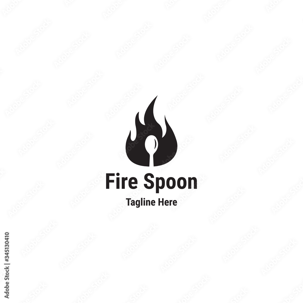 Fire spoon logo design template - vector Fire spoon logo design template - vector