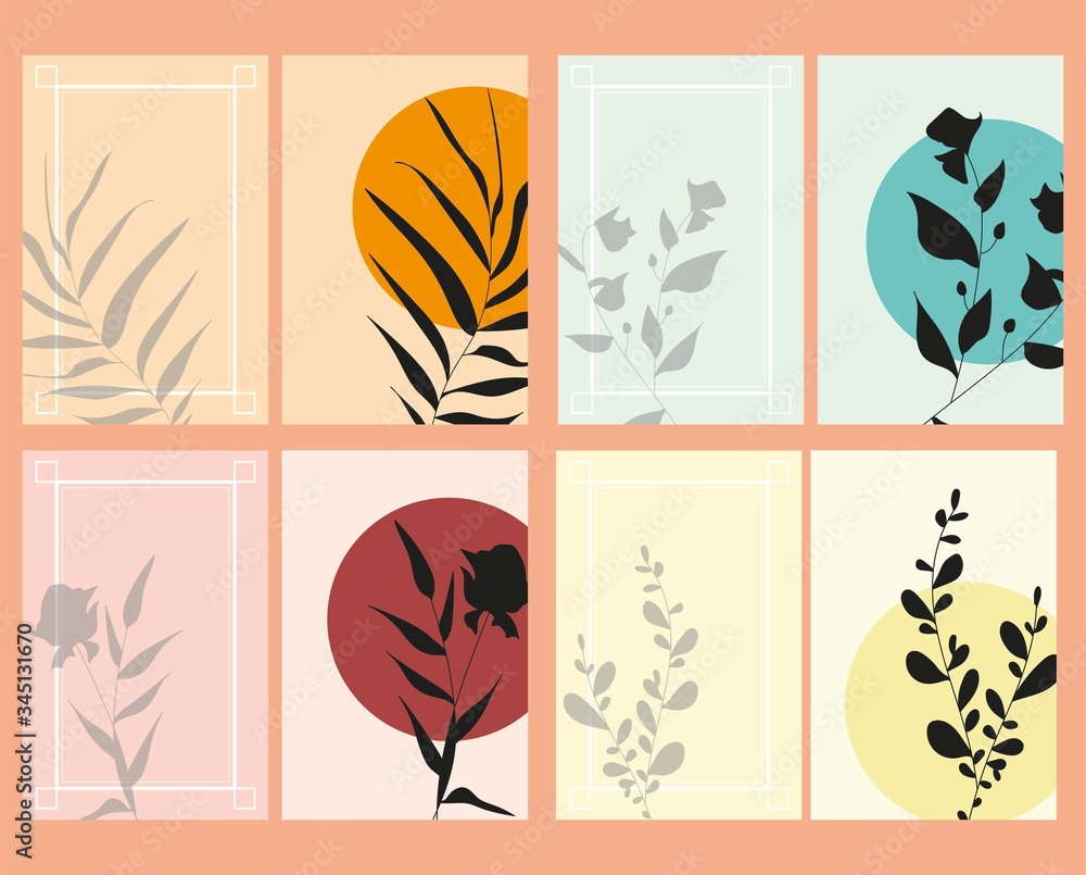 Set of vector floral business cards - Front/Back