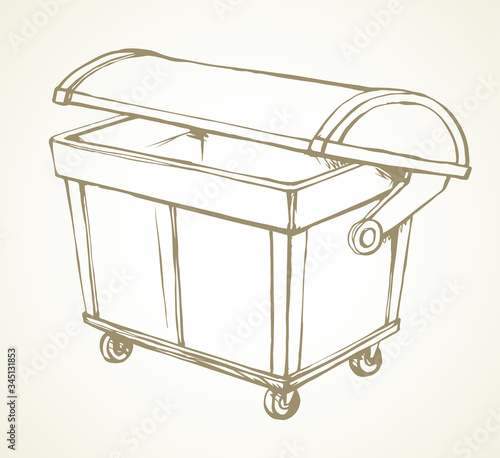 Large street trash can. Vector drawing