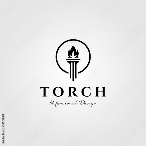 flame torch logo pillar symbol vector illustration design