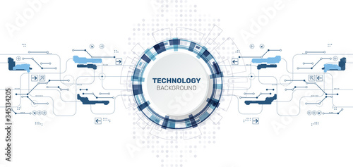 Abstract futuristic technology background with small electronic digital elements. Vector illustration.
