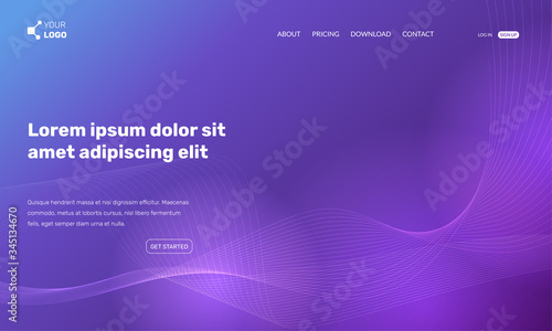 Wavy vector landing page. Abstract futuristic violet illustration. Design template can be used for web sites or mobile applications.