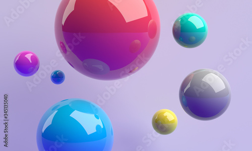Abstract 3d render  modern background with colorful spheres