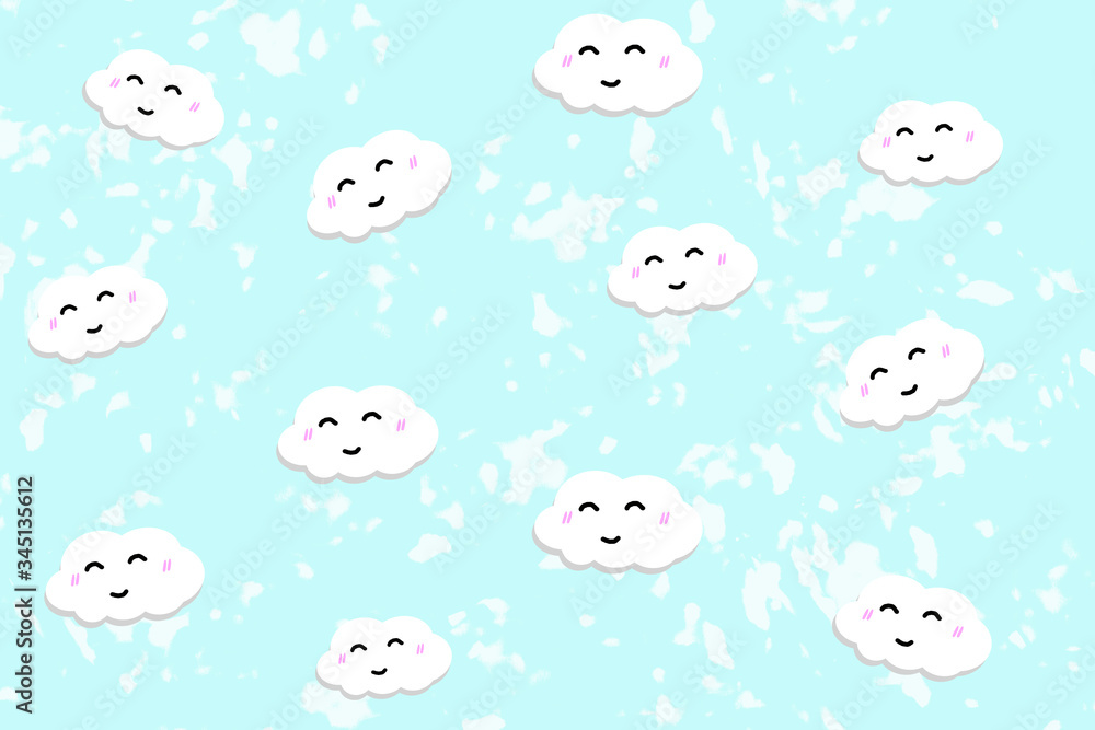 White cloud pattern on blue sky background.