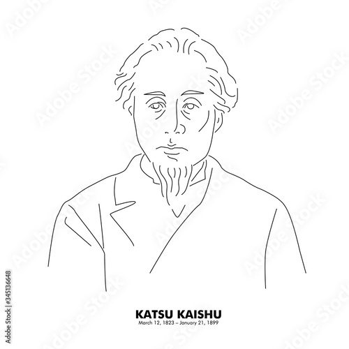 勝海舟（1823 – 1899）　歴史上の人物　日本　線画イラスト