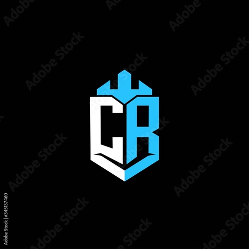 CR initials shield logo monogram designs modern templates, protection, crown, simple .
