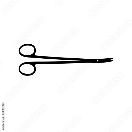 surgical instruments isolated on white background. Medical scissors. Silhouette vector design.
