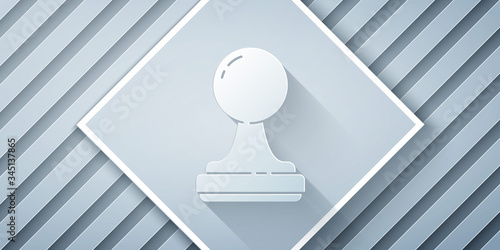 Paper cut Stamp icon isolated on grey background. Paper art style. Vector Illustration