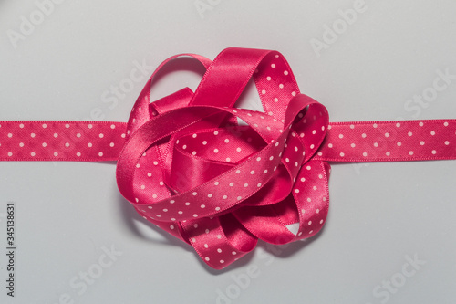 Pink Polka Dot White Ribbon Mess