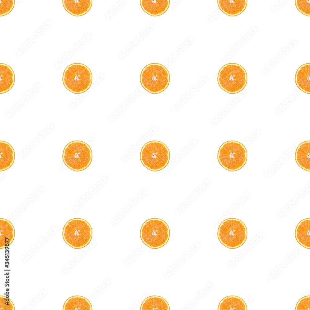 Seamless pattern of isolated slices of orange. Wallpaper for background, design and packaging. Seamless pattern of isolated slices of orange. Wallpaper for background, design and packaging.