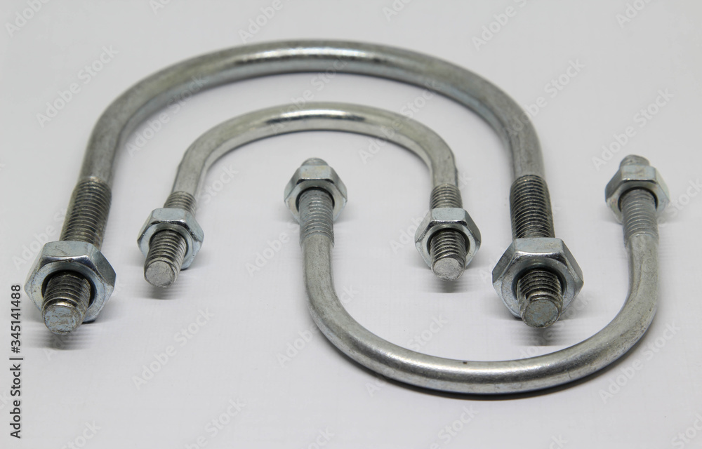 U-bolts screw-nut on white background. U-bolts screw-nut on white background.