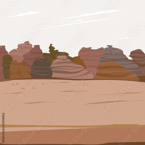 Desert in Saudi Arabia. View of the desert with rocks. Place AL ULA attractions in Saudi Arabia. Muslim landscape