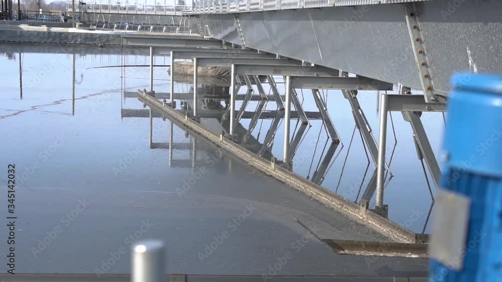 The process of recirculating sediment with a solid contact donkey in a water treatment plant. Industrial water treatment, biological treatment plant The process of recirculating sediment with a solid contact donkey in a water treatment plant. Industrial water treatment, biological treatment plant