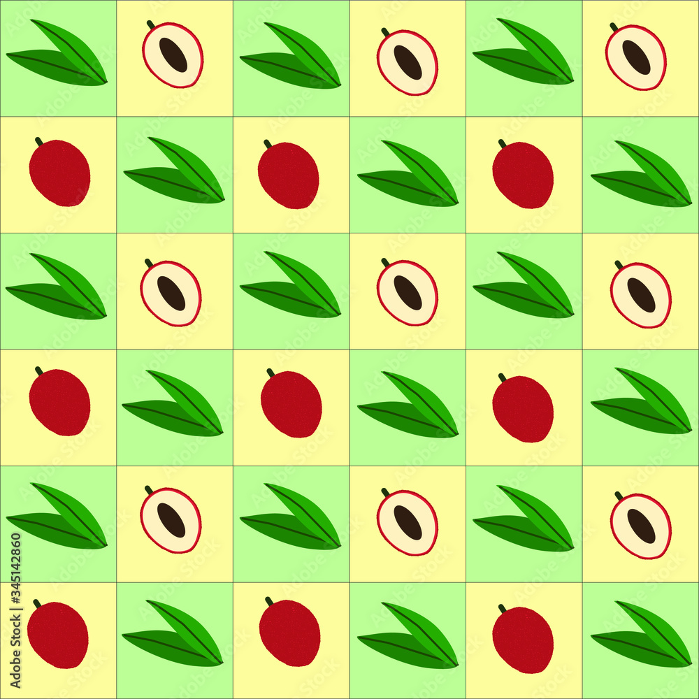 Lychee tropical fruit and leafs pattern
Lychee tropical fruit and leafs pattern
